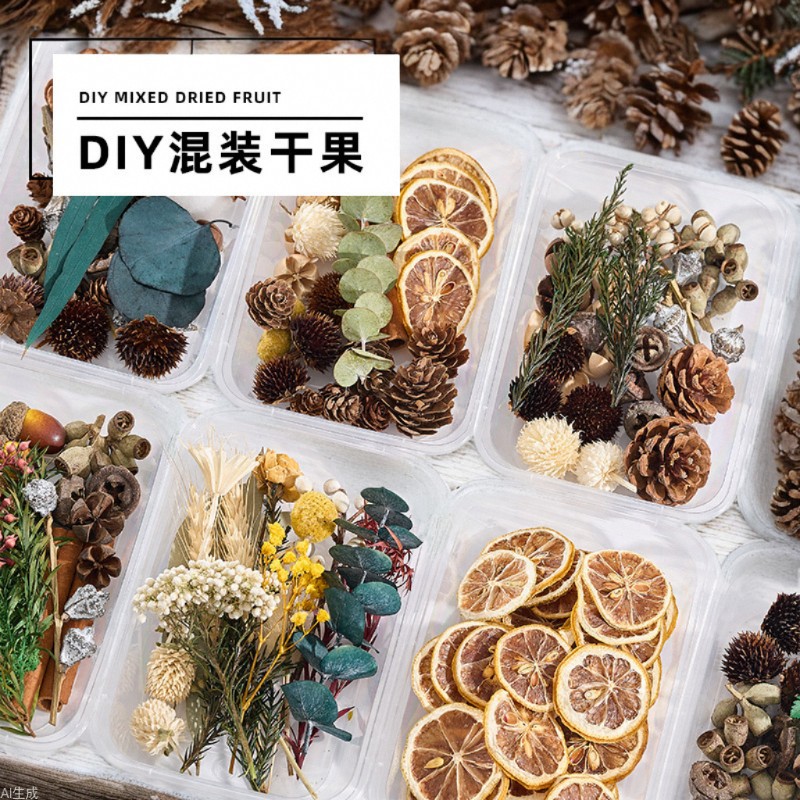 Dried Fruit - Kotak bunga buah kering bertema Natal,
